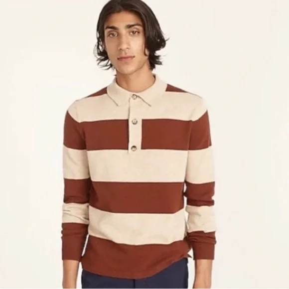 J. Crew Men's Rugged Merino Rugby Sweater (L) - Picture 1 of 7